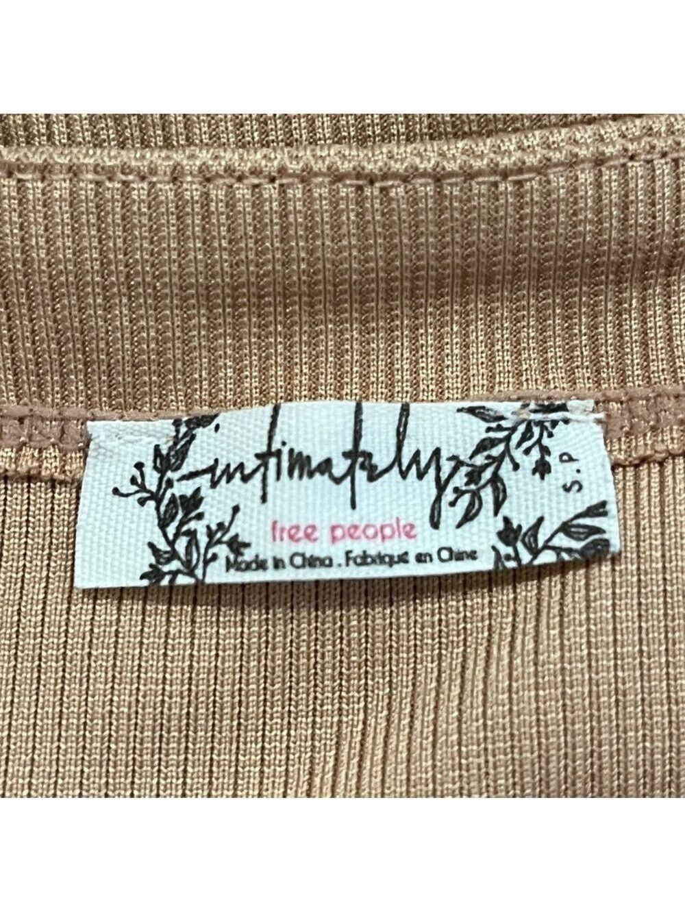 Free People Beige Ruched Rib Bodysuit - Size Small - Picture 8 of 15